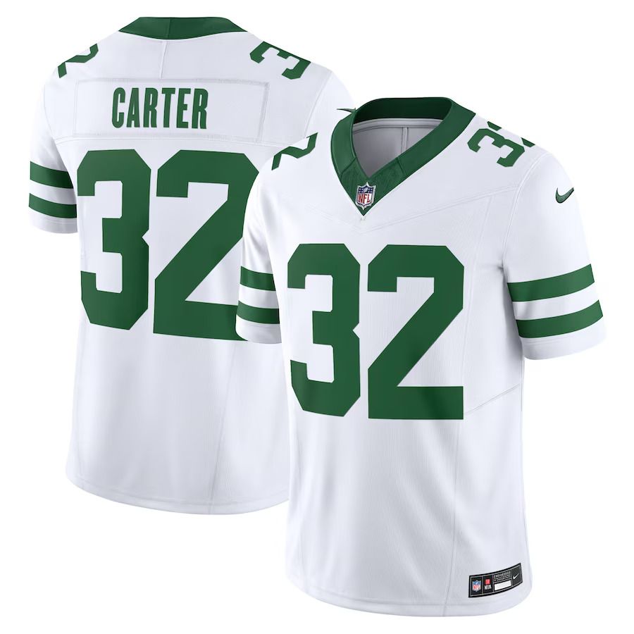 Men New York Jets 32 Michael Carter Nike White Legacy Vapor F.U.S.E. Limited NFL Jersey